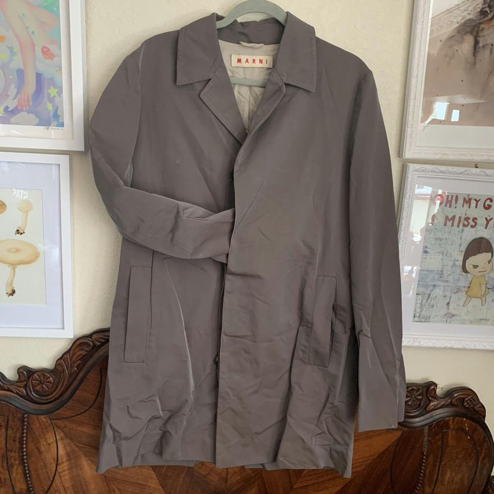 MARNI CAR COAT GREY SIZE 50 M UOMO MENS INVISIBLE BUTTONS